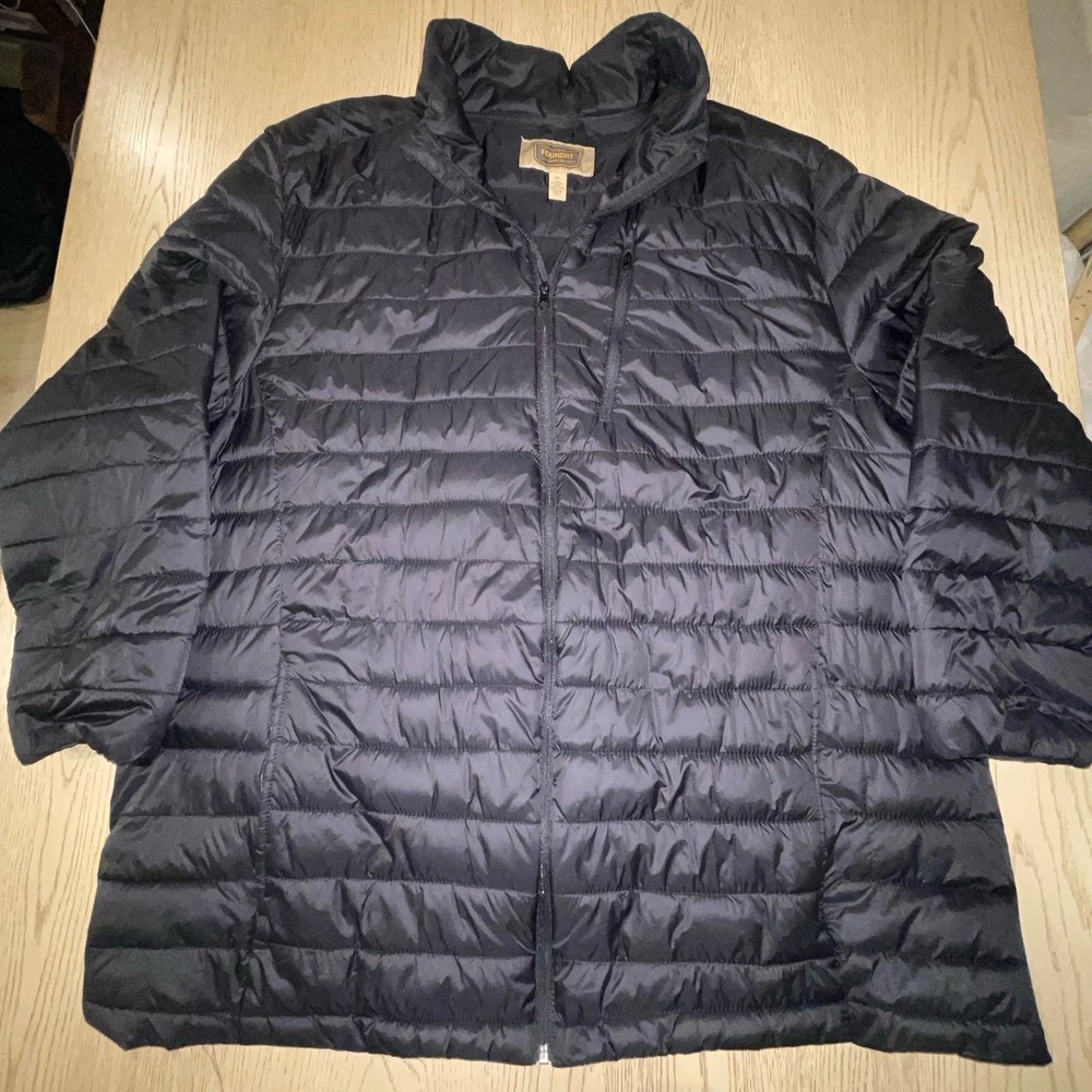Foundry Supply Co Puffer Jacket Mens 3XL Big & Tall Black Quilted Full Zip